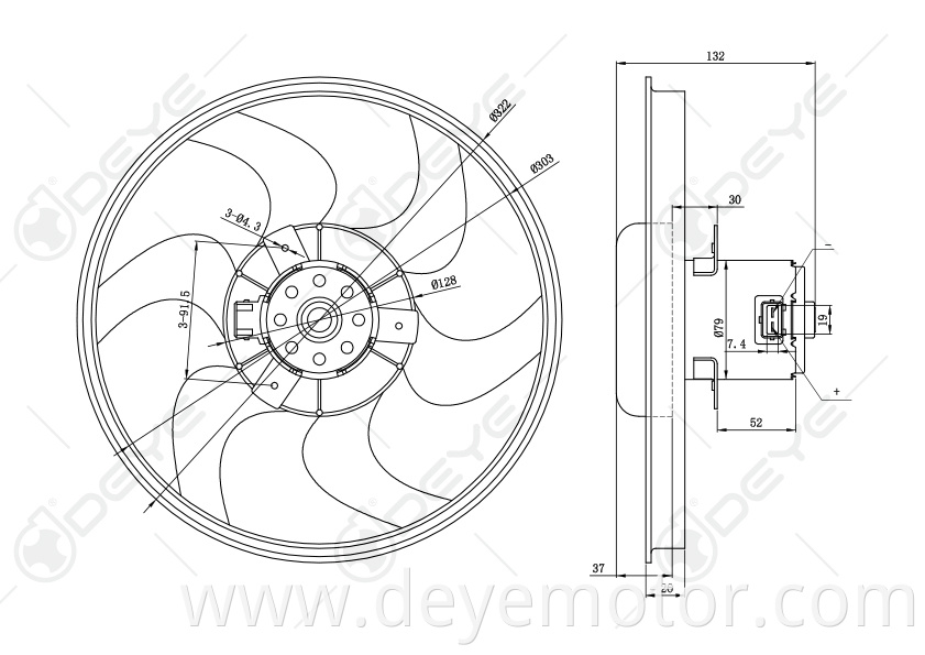 377959455G fan type radiator cooling fan for VW PARATI SAVEIRO POINTER GOL